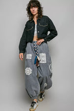 POL Cropped Button-Front Eyelet Cotton Jacket