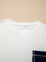 Exposed Seam Detail Color Block Patch Pocket Drop Shoulder Sweatshirt