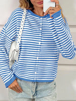 Striped Button-Up Cardigan