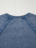 Lace Patchwork Detail Notched Neck Mineral Wash Baggy Sweatshirt