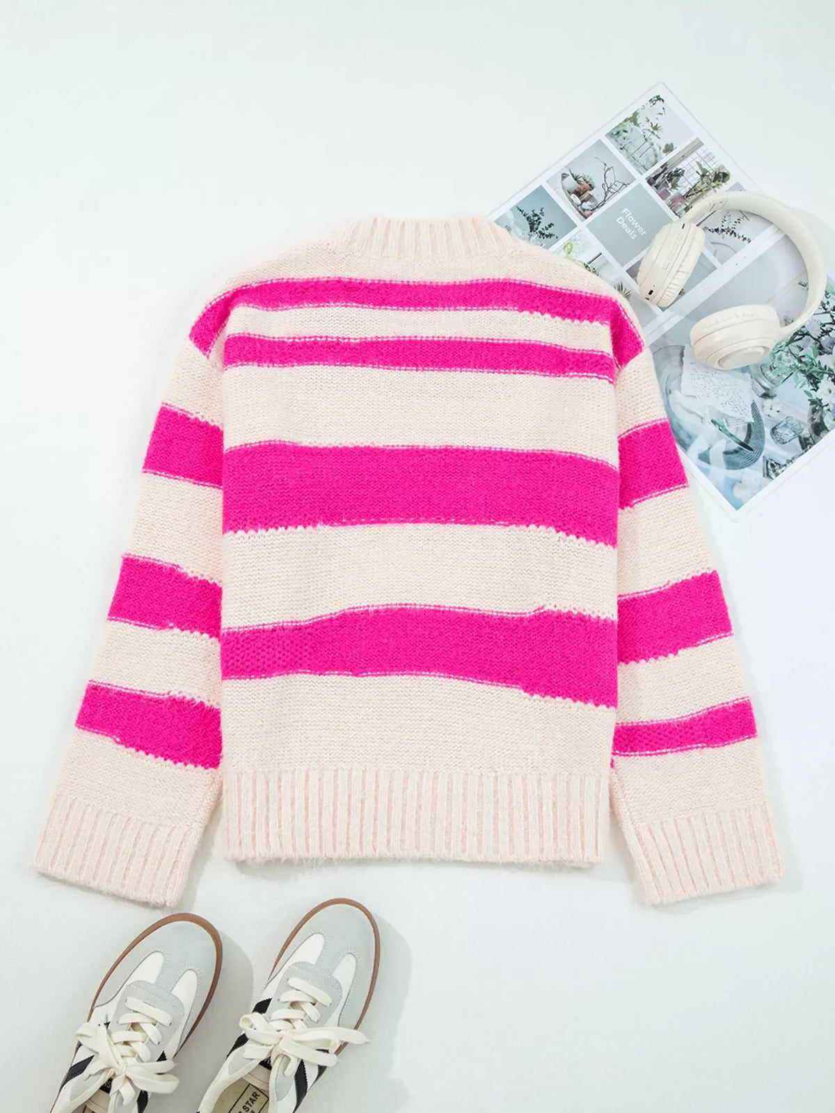 Sequin Letter Graphic Colorblock Loose Sweater