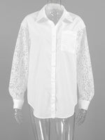 Lace Sleeve Button-Down Shirt