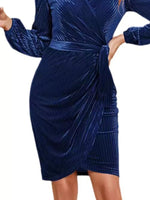 Surplice Long Sleeve Tie Waist Dress