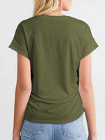 Ruched Round Neck Short Sleeve T-Shirt