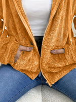 Drawstring Fleece Zip-Up Outerwear