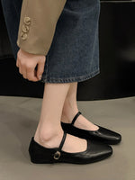 Leather Buckle Mary Jane Loafers