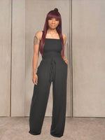 Strapless Smocked Wide-Leg Jumpsuit