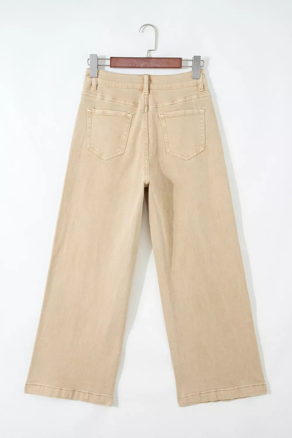 Solid Color Seamed Center Wide Leg Cropped Jeans