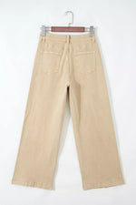 Solid Color Seamed Center Wide Leg Cropped Jeans