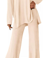 Casual Loose Long Sleeve Top and Wide Leg Pants Set