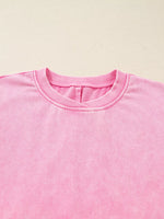 Mineral Wash Crossed Crew Neck Drop Shoulder Loose Sweatshirt