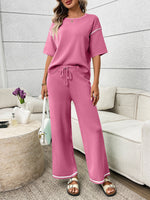 Round Neck Half Sleeve Top and Pants Set
