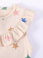 Children's Star Print Ruffle Trim Sleeveless Casual Dress