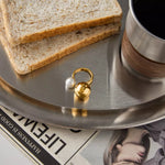 18K Gold-Plated Orb & Pearl Open Ring