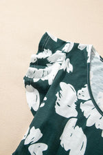 Floral Print Ruffle Sleeve Empire Waist Mini Dress
