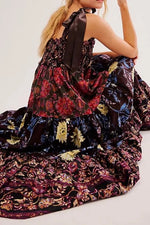 Floral Tiered Maxi Dress with Mixed Print Design