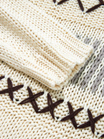 Contrast Stitch Detail V Neck Drop Shoulder Sweater