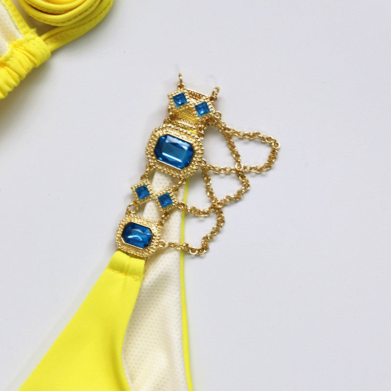 Halter Rhinestone Diamond Bikini Women Swimsuit Female Bikinis Metal Chain Swimwear Two Pieces Bikini Set Bathing Suit Swim Lady