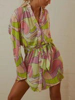 Printed Long Sleeve Mini Dress