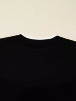 Contrast Trim Bow Accent Holiday Cropped Sweater
