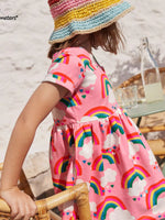 Children's Rainbow Print Short Sleeve Casual Dress