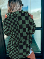 Checkered Pattern Button Up Oversized Jacket
