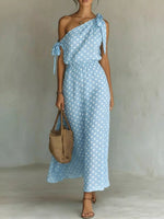 Full Size Polka Dot One-Shoulder Maxi Dress Plus Size
