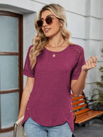 Round Neck Lace Short Sleeve T-Shirt