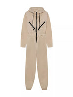 Hooded Zip-Up Long Sleeve Jumpsuit