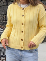Button Up Dropped Shoulder Cardigan