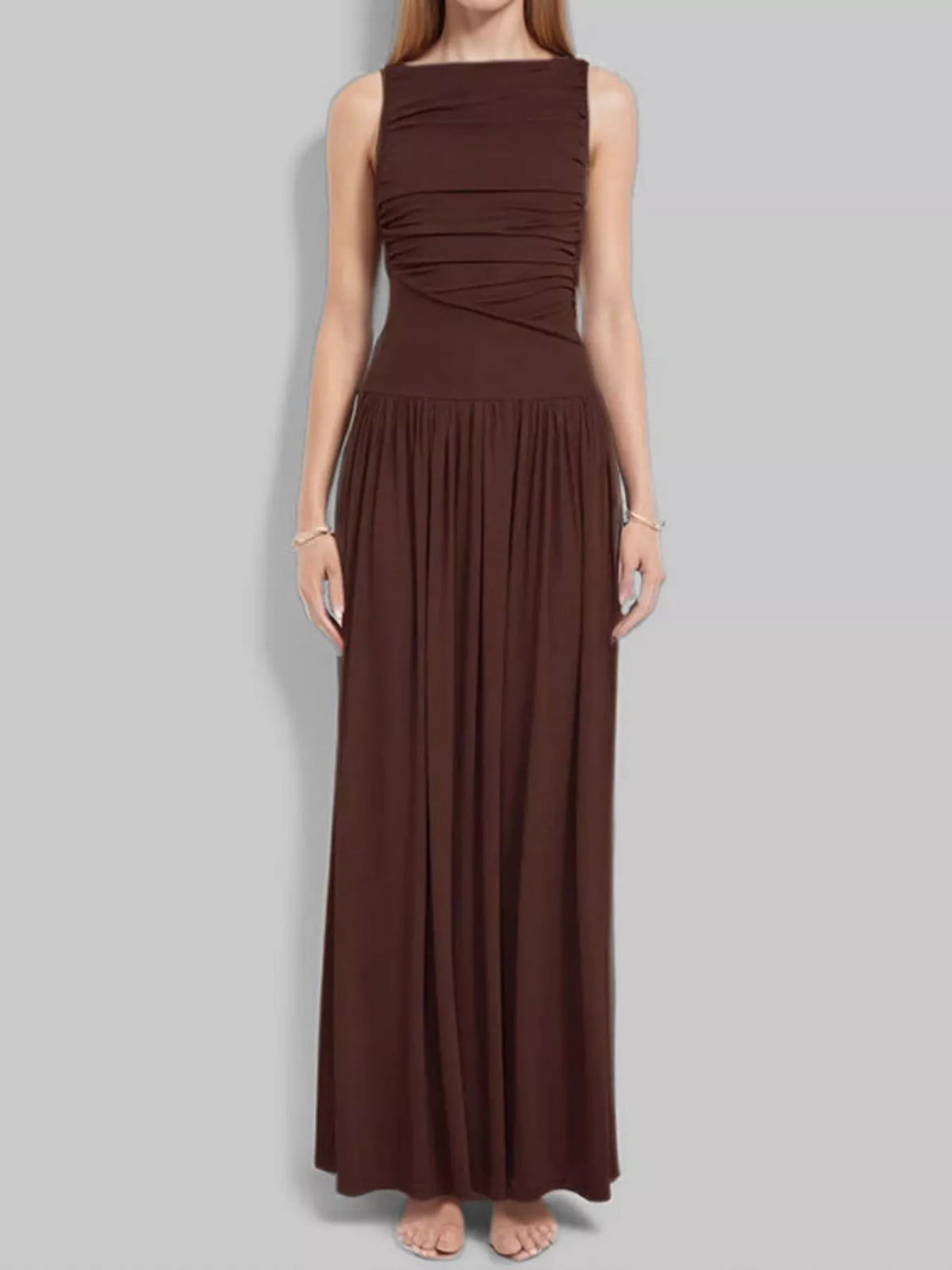 Ruched Sleeveless Maxi Dress