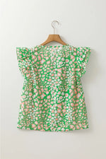 Floral Print Ruffle Sleeve Blouse