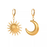18K Gold-Plated Asymmetrical Sun & Moon Earrings
