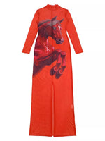 Cami Dress and Rhinestone Horse Mesh Maxi Dress Set