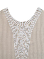 Lace Detail Ribbed Knit Long Sleeve T-Shirt