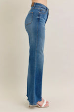 Judy Blue Full Size High Waist Tummy Control Chew Hem Destroy Wide Jeans Plus Size