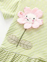 Children's Striped Flower Applique Top and Pants Set