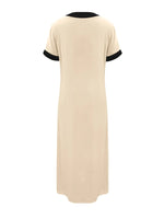 Button-Front Contrast Trim Midi Dress
