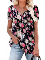 Plus Size Floral Print Short Sleeve T-Shirt