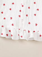 Children's Heart Print Top and Flare Pants with Headband
