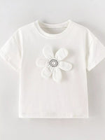 Children's 3D Flower Applique T-Shirt