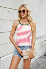 Contrast Striped Round Neck Cami