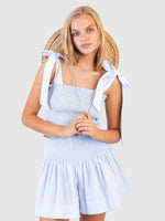 Smocked Tie Shoulder Top and Mini Skirt Set