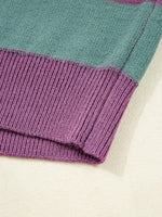 Stripe Drop Shoulder Ribbed Edge Sweater