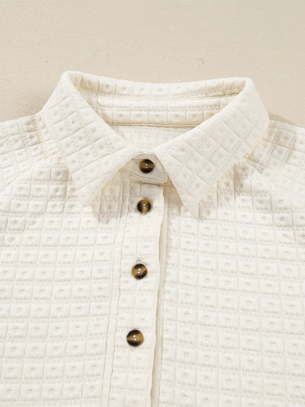 Textured Half Button Collared Sweatshirt