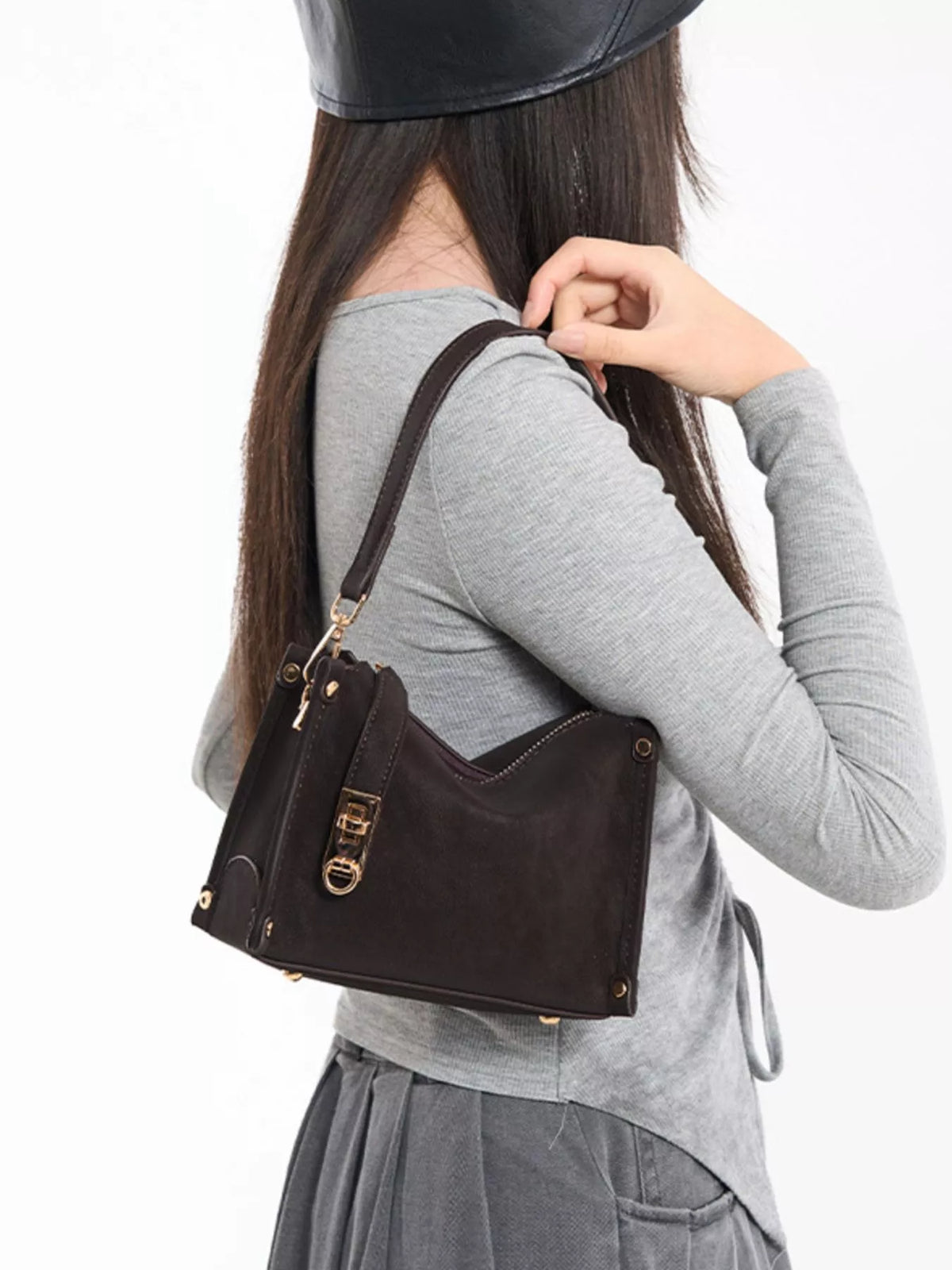 PU Leather Crossbody Bag with Adjustable Strap