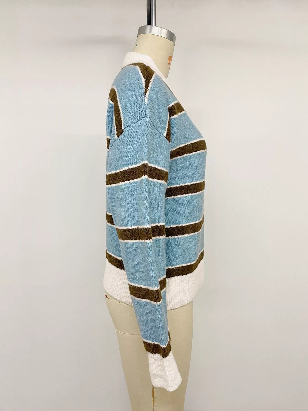 Striped Polo Collar Sweater