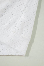Eyelet Pattern Boat Neck Casual Tee