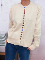 Button-Front Cardigan with Colorful Detail Buttons