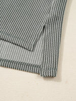 Twist Ribbed Exposed Seam Detail Long Sleeve Loose Top